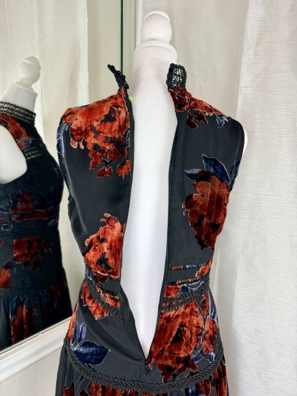 Gianni Bini XS Floral Burnout Mock Neck Fit & Flare Mini Dress Women - Picture 6 of 16